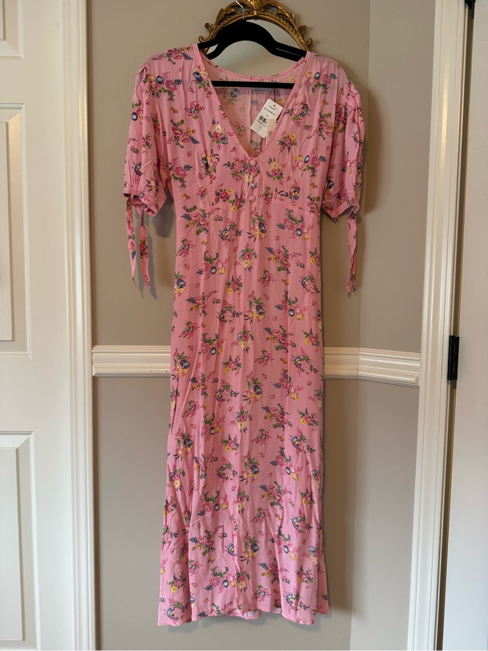 Faithfull the Brand Pink Floral Midi Dress
